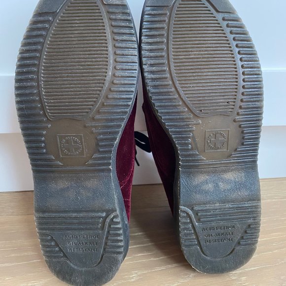 DR. MARTENS LANA Dark Red Velvet 5-Eye Ankle Boots Women's US 7L EU 38 UK 5 - Picture 4 of 7